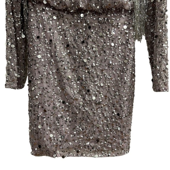 River Island Women's Purple Gray Sequin Tassel Mini Dress Size 8 Party - Picture 9 of 15